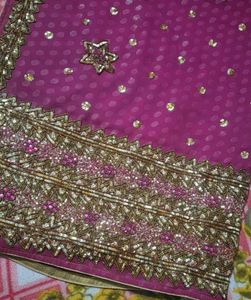 Exquisite Embroidered Pink Saree