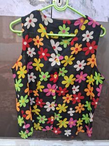 Retro Floral Print Sleeveless Vest