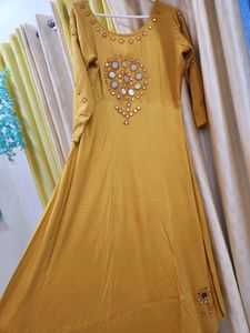 Mustard Yellow Nice Floor Length Kurti