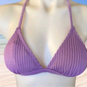 Ribbed Purple Bikini Top