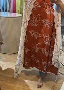 Beautiful Terracotta Leaf Print Dupatta
