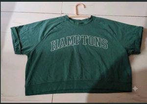 Green "Hamptons" Cropped Sweatshirt