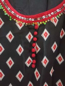 Stylish Printed Kurta with Embellishments