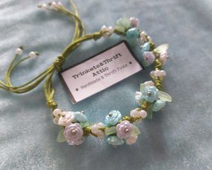 Floral Rose Bead Cord Bracelet