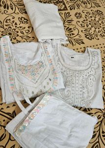 Elegant White Kurta Set with Embellishments