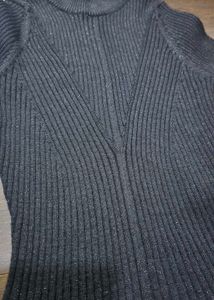 sparkling Ribbed Knit Fit and Flare Dress