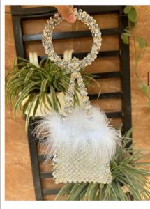 Cube Fur Crystal Clutch