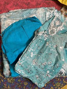 Beautiful Teal Embroidered Kurta Set