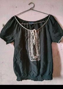 Embroidered Peasant Top