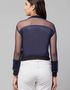 Womens glitter sequins net Crop top