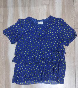 Boho Elephant Print Blue Top With Bow