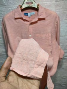 Old Navy Men's Peach Button-Up Shirt