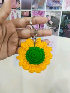Crocheted Sunflower Keychain