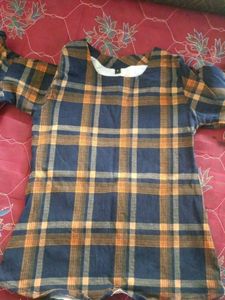 Checked Long Sleeve Top