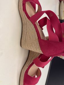 Vibrant Pink Strappy Block Heels