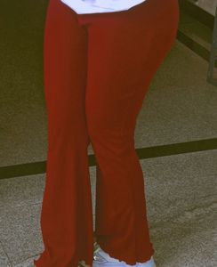 High Waist Ribbed Flared Trouser