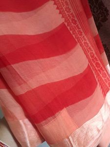 chiffon lehriya saree red peach