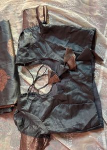 Grey Silk Saree with Stitched Blouse (women’s)