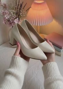 Classic White Block Heels