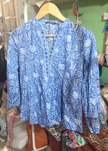 Blue Floral Print Kurta