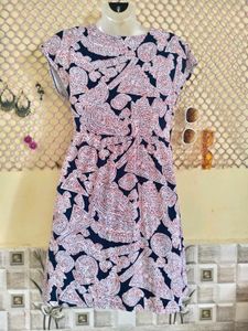 Boho Paisley Twist-Front Mini Dress