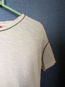 Cream Textured T-Shirt