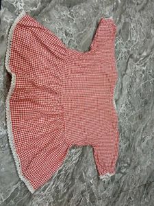 Cute Red Gingham Dress Material