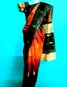 Rust colour organza saree