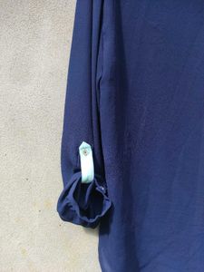 Chic Navy Blue Button-Up Blouse