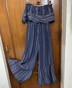 Floral Women's Strapless Ruffle Jumpsuit