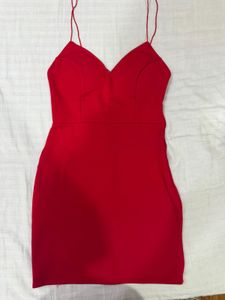 Chic Red Spaghetti Strap Dress