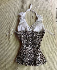 y2k Leopard Print Corset Top
