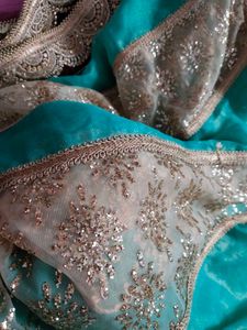 Beautiful Teal Saree with Embellished Border🔥✨