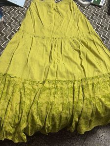 Lime Green Crop Top &amp; Tiered Maxi Skirt