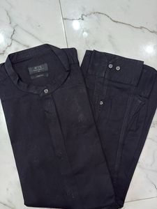 Men's Black Mandarin Collar Shirt