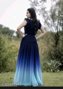 Stunning Ombre Blue Ethnic Gown