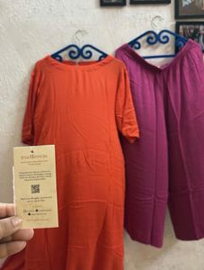 Plus Size Orange Kurta & Palazzo Pants Set