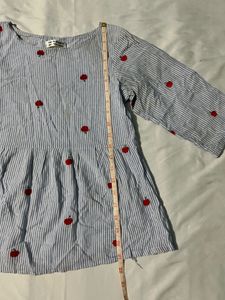 Chic Striped Embroidered Peplum Top
