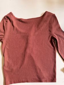 Ribbed Henley Long Sleeve Top