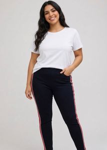 Black Jegging Pants with Red Stripe