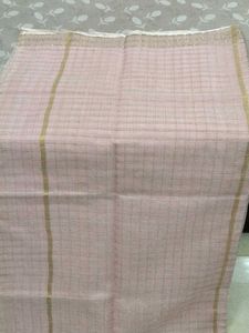 Elegant Pink Saree with Gold Stripes