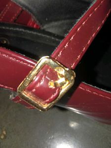 Chic Mary Jane Heels - Burgundy Patent