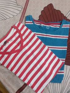 Striped V-Neck T-Shirt combo299