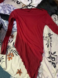 Chic Red Long-Sleeve Top