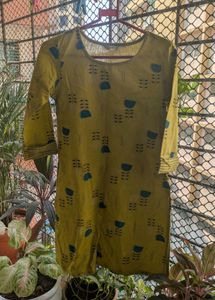 Yellow Printed Cotton Kurta