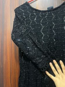 Black Embroidered Kurti w Sequin work