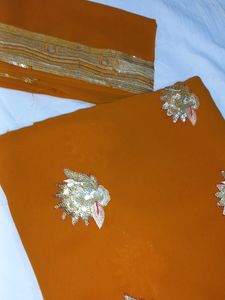 NEW ORANGE COLOURED SAREE WITH SEQUIN WORK