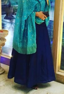 navy blue flared skirt