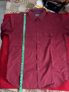 CHEST POCKETS Men's Casual Maroon Shirt