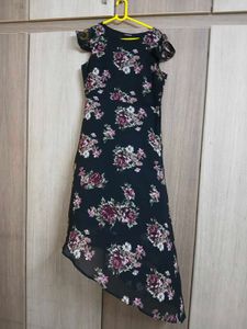 Floral Print Asymmetrical Dress back also posted